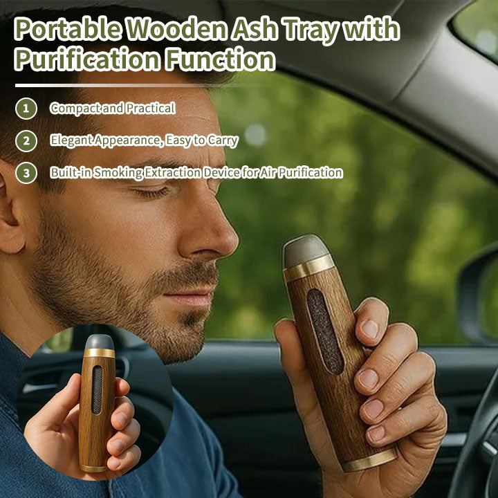 Detachable Wood Car Ashtray: No More Car Mess