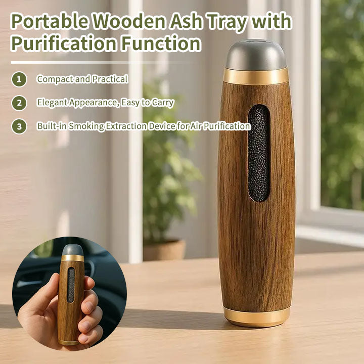 Detachable Wood Car Ashtray: No More Car Mess